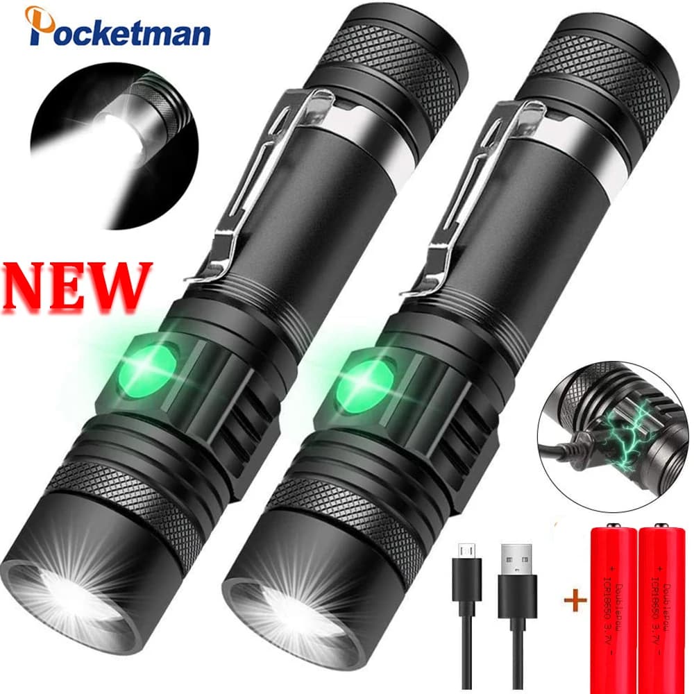Pocketman lampes de poche LED lampe de poche Rechargeable USB torche de vélo lampe de poche étanche 