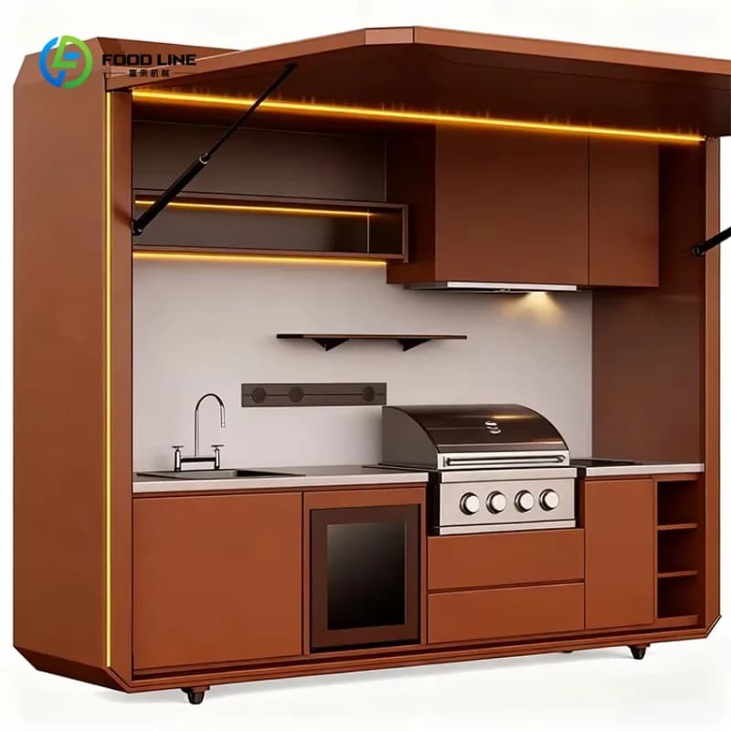 Cuisine mobile de jardin personnalisée, mini-cuisine de camping, ensemble de cuisine portable préfab