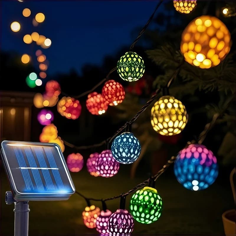 50/ 30/ 20 LED boule marocaine solaire chaîne lumières étanche 8 Modes pour jardin extérieur fête de