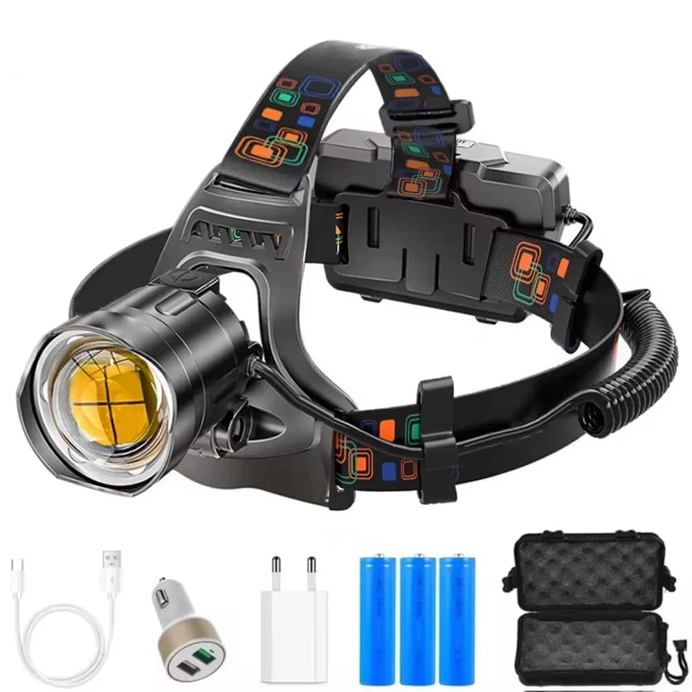 Puissant XHP100 Led phare Zoomable USB Rechargeable haute puissance phare étanche sortie 18650 Super