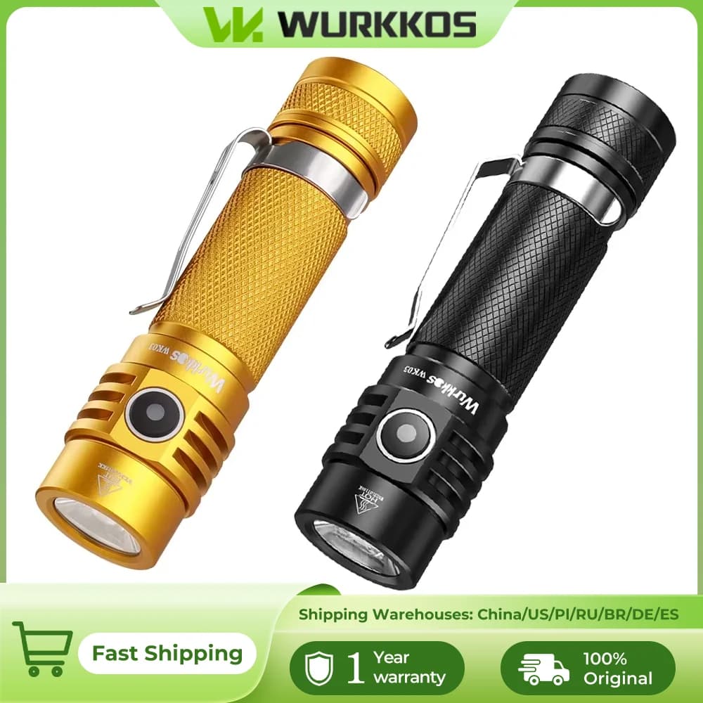 Wurkkos WK03 lampe de poche LED 18650 torche 1800LM ATR Luminus SST40 Rechargeable USB C lumière IP6