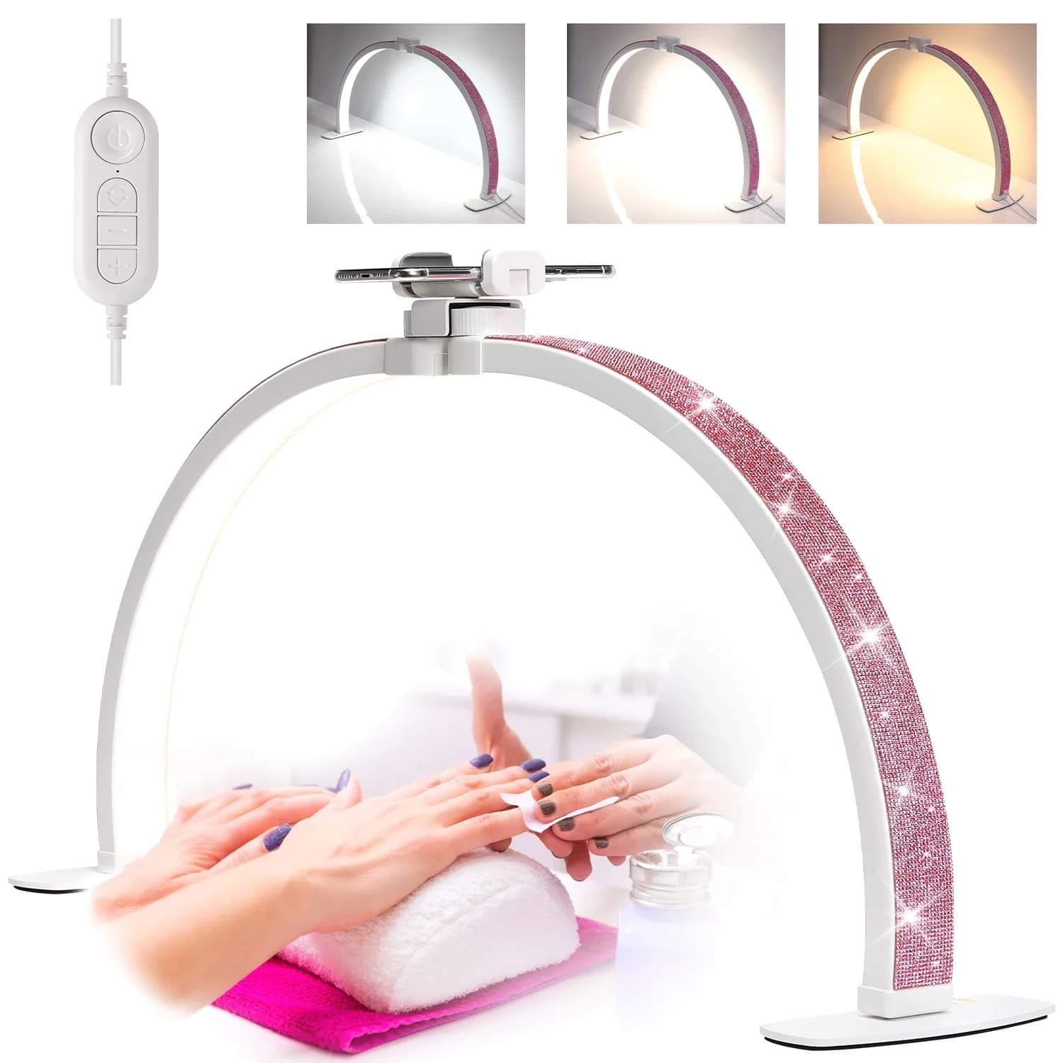3000-6000K demi-lune lampe de Table à ongles pour le travail des cils pliable LED croissant manucure