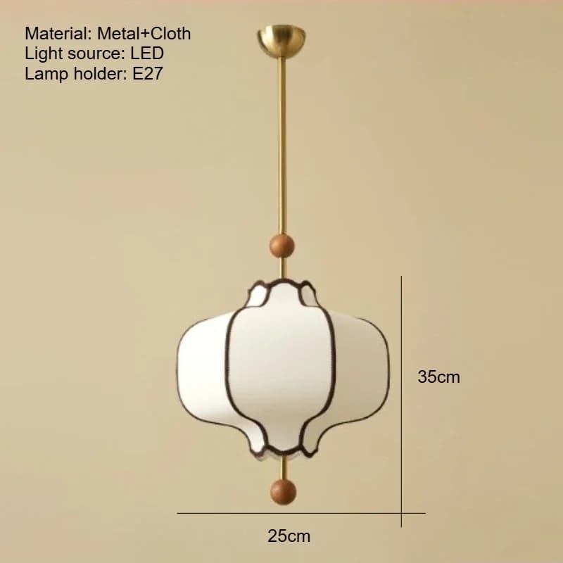 Lampe LED suspendue en tissu Vintage, boule de bois, luminaire suspendu rétro, Style japonais, salon