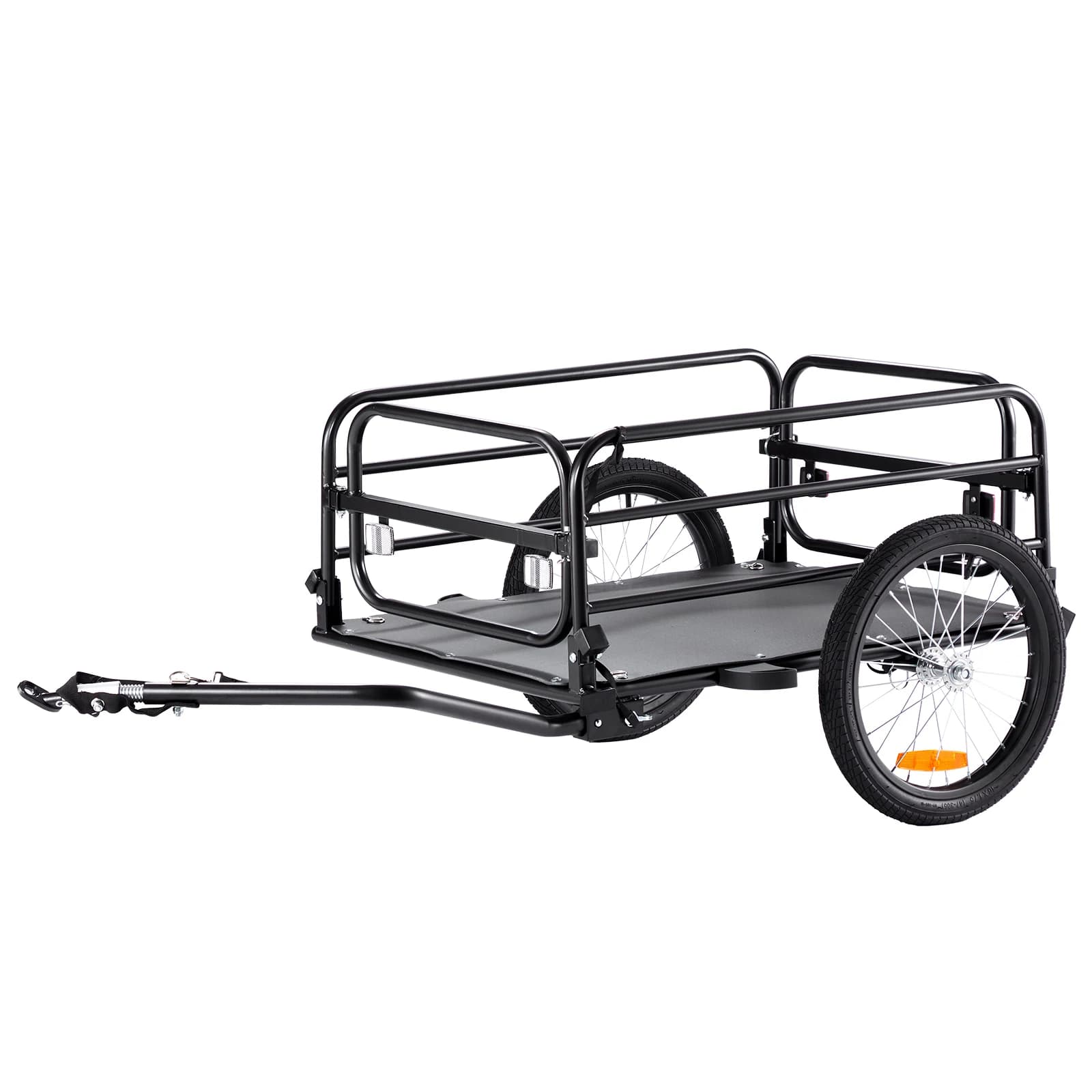 SucceBuy 160 lbs remorque de chargement de vélo chariot de vélo de rangement pliable avec roues de 1