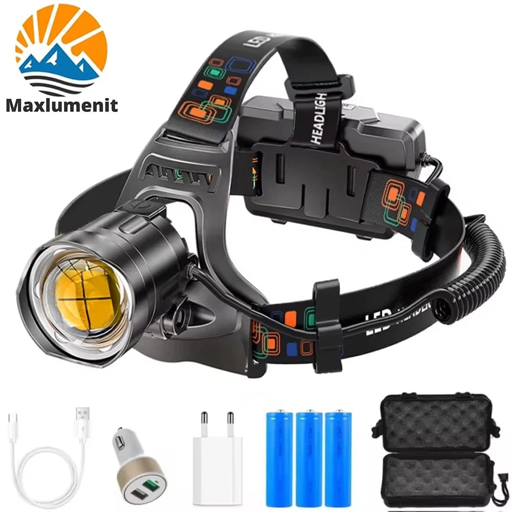 Puissant XHP100 Led phare Zoomable USB Rechargeable haute puissance phare étanche sortie 18650 Super
