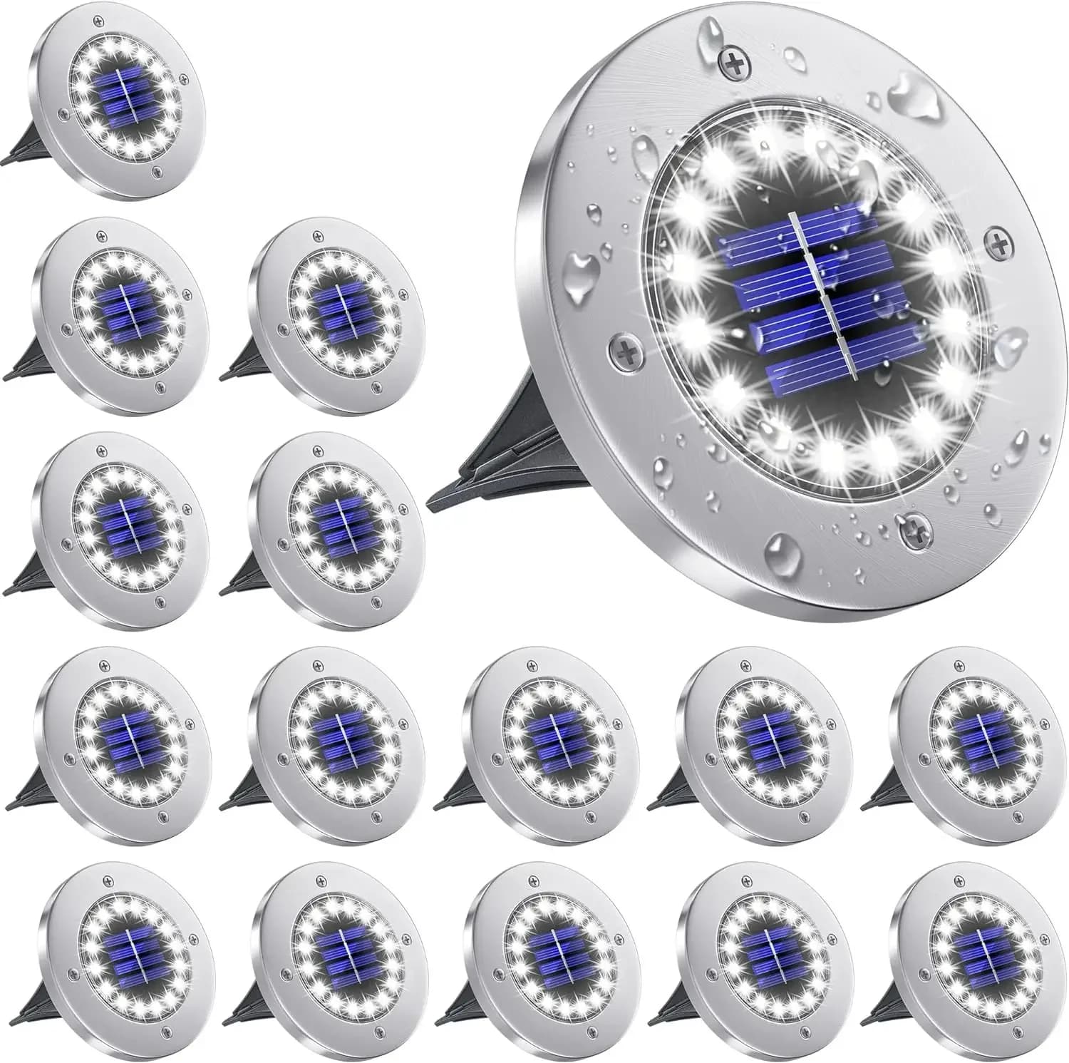 16 LED lumières solaires lumineuses au sol lumière LED solaire étanche extérieure pour voie jardin c