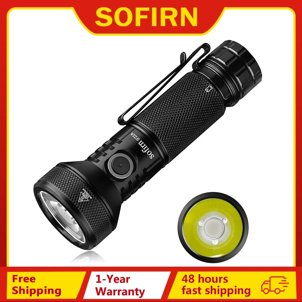 Sofirn IF22A 2100lm lampe de poche 21700 lumière puissante SFT40 LED 629M longue portée USB C Rechar