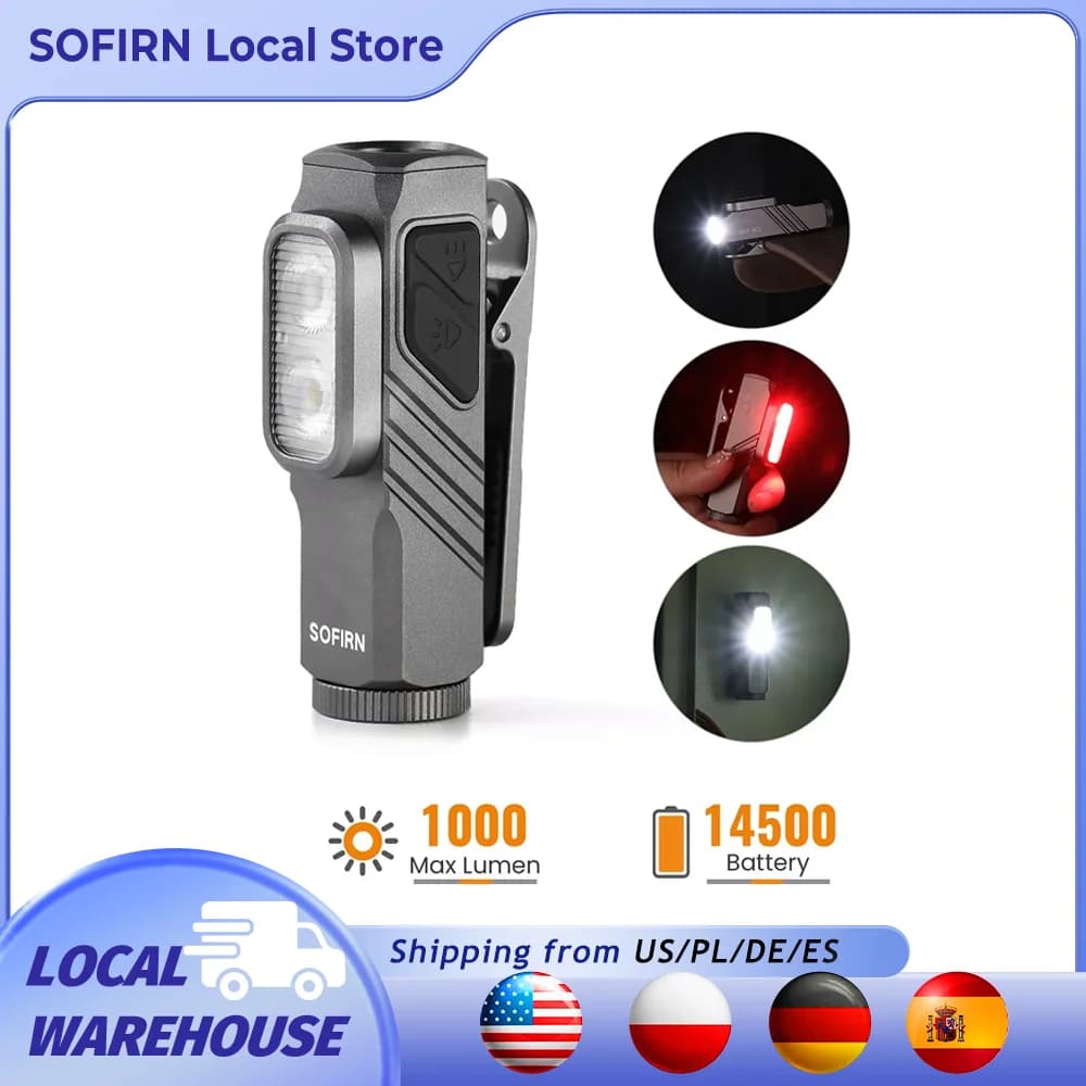 SOFIRN ST10 1000LM EDC lampe de poche USB C 14500 Rechargeable avec lumière rouge 660NM queue magnét