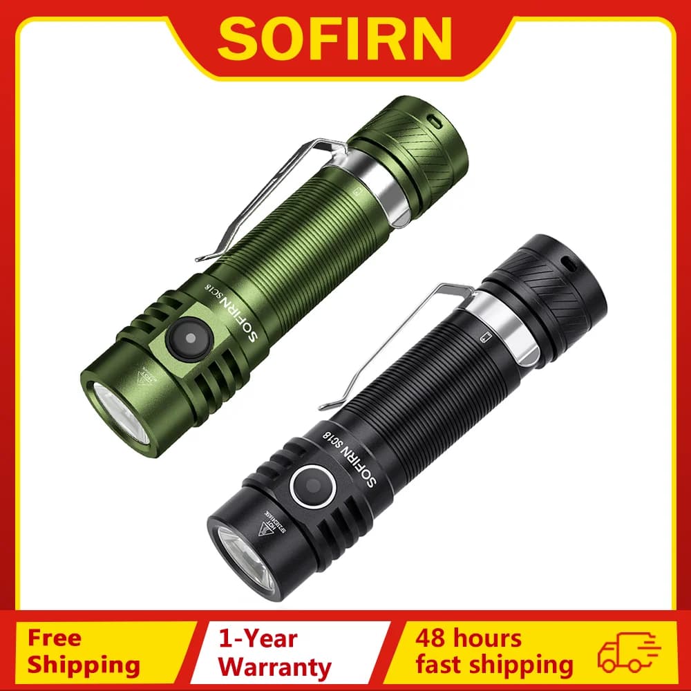 Sofirn SC18 1800lm EDC lampe de poche USB C Rechargeable SST40 LED 18650 torche TIR optique lentille