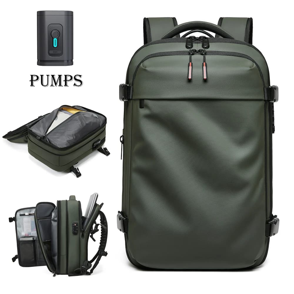 Sac à dos de voyage à compression sous vide pour hommes, sac à dos pour ordinateur portable, arc-en-