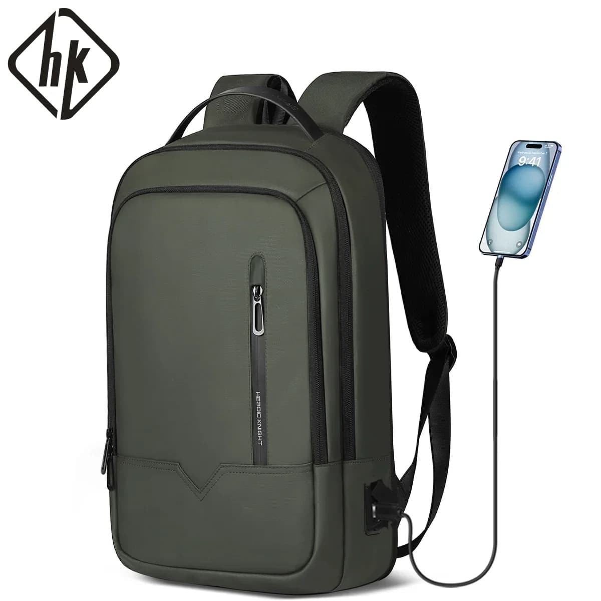 HK – sac à dos d'affaires extensible pour hommes, léger, pour ordinateur portable de 15.6 pouces, av
