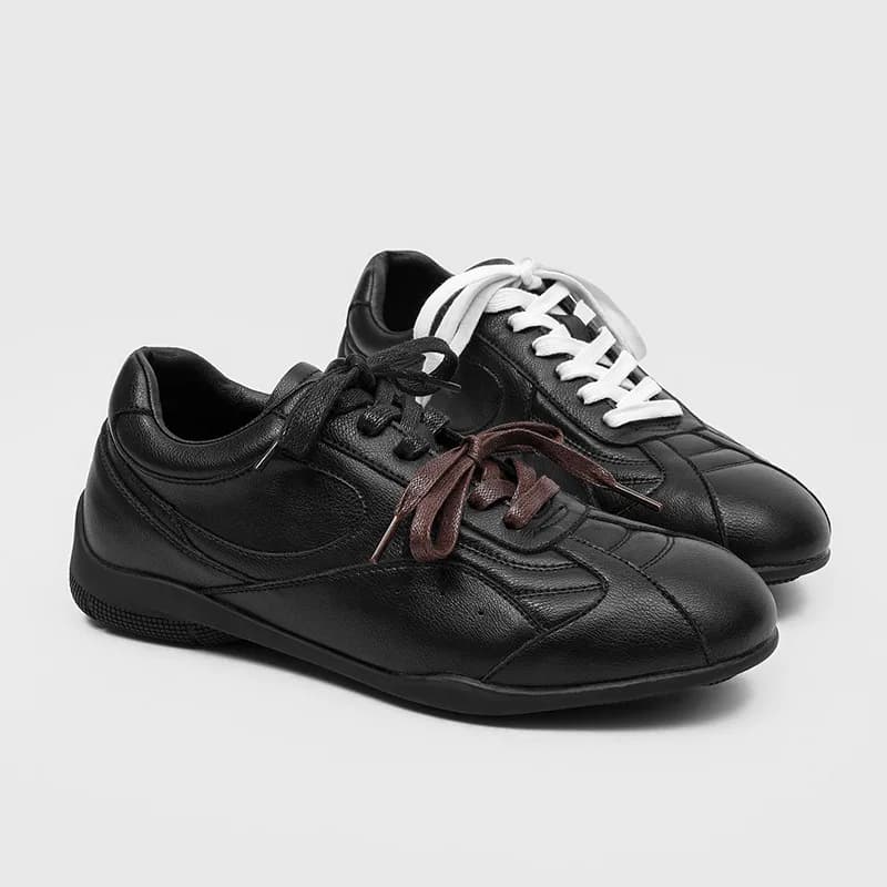 Chaussures de marche classiques et polyvalentes, rétro, à lacets, confortables, à semelle plate, pou
