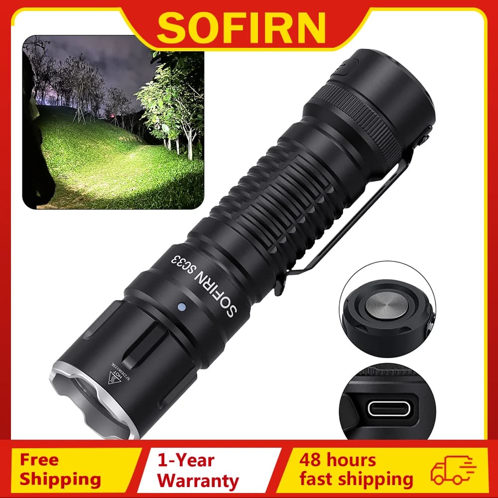 Sofirn SC33 5200 lumen LED torche XHP70.3 HI torche tactique Puissante torche rechargeable 21700 USB