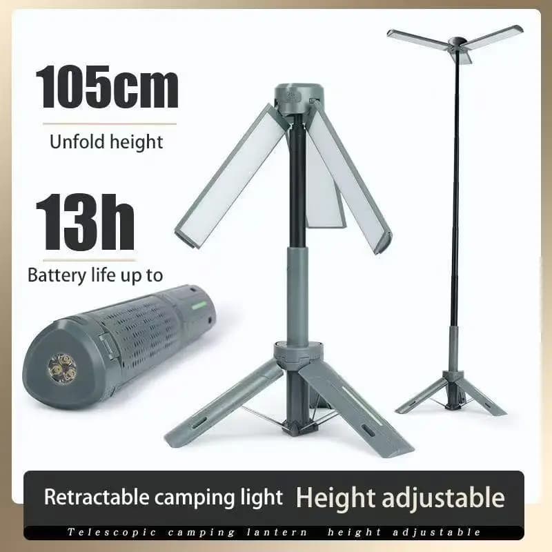 Rechargeable en plein air Portable randonnée Camping pêche lampe de poche télescopique Camping lante