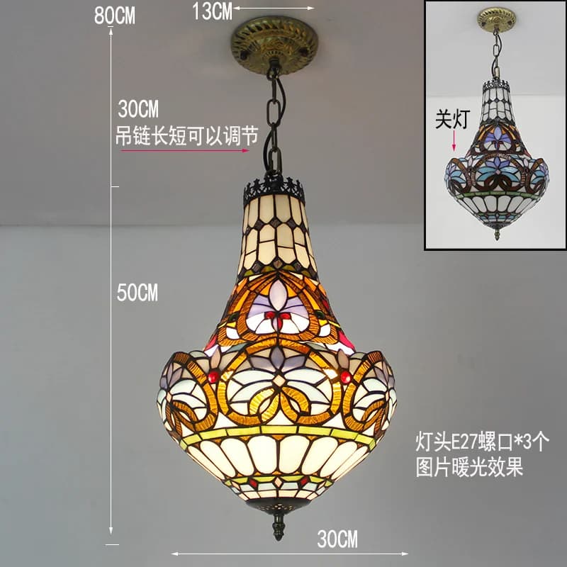 Lampe suspendue de Style Tiffany, vitrail Vintage méditerranéen, lampe de luxe, salon romantique, dé