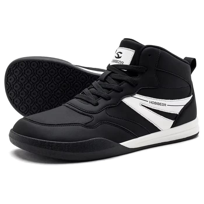HOBIBEAR Bottes de marche à bout large unisexe en cuir synthétique, chaussures de sport mi-montantes