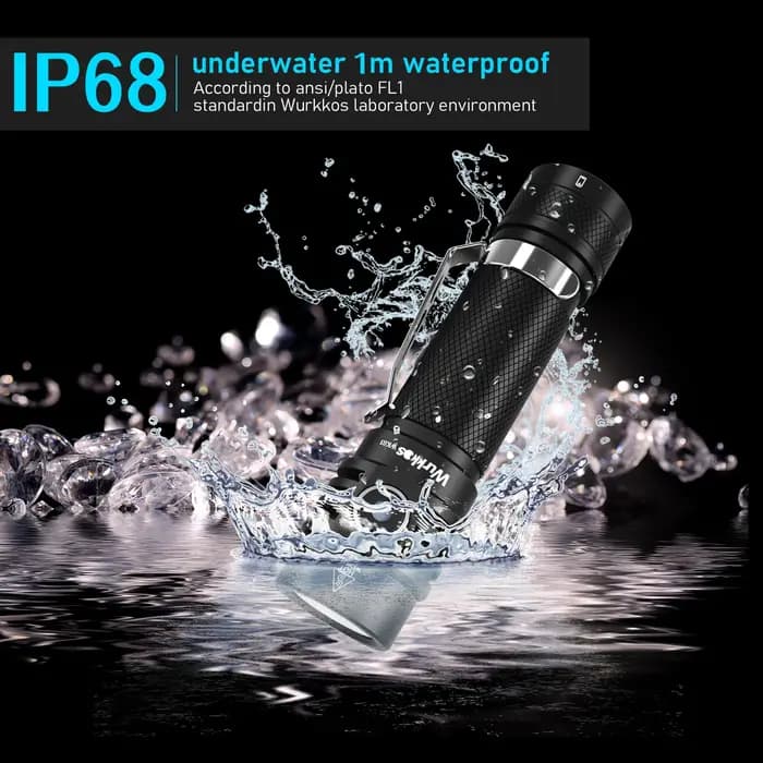 Wurkkos WK03 lampe de poche LED 18650 torche 1800LM ATR Luminus SST40 Rechargeable USB C lumière IP6