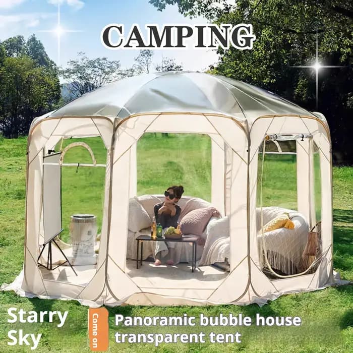 Tente transparente sphérique pour camping en plein air, ciel étoilé, maison à bulles, salon de soleil quatre saisons, restauration, ySigned, nuit