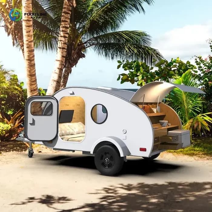 Roulotte de camping personnalisée en forme de larme, tout-terrain, petite roulotte de camping à vend