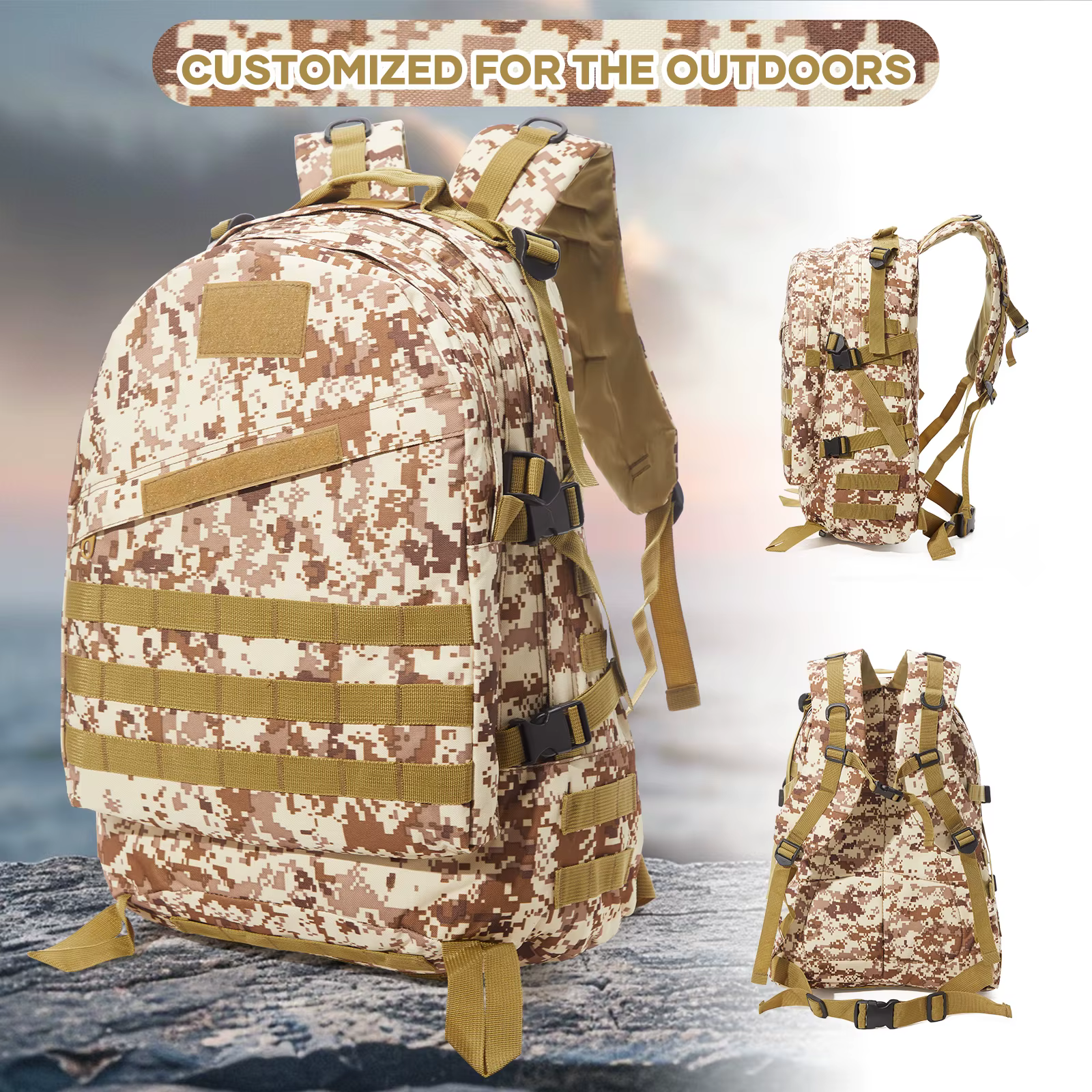 40L sacs à dos tactiques militaires Molle armée assaut Pack sacs à dos imperméables avec Patch 3 jou