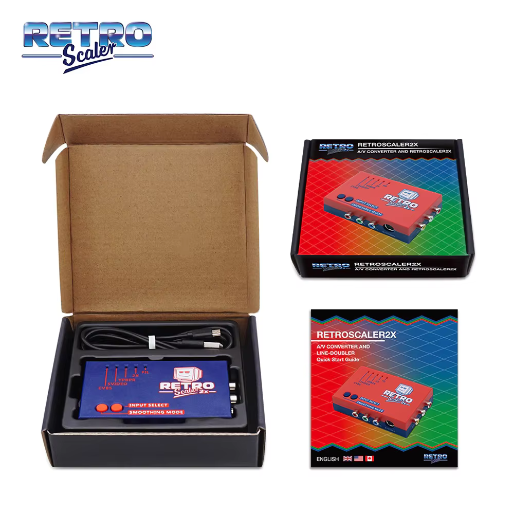RetroScaler2x AV vers HDMI ®   Convertisseur et ligne-doubulleur pour consoles de jeux rétro PS2 N64