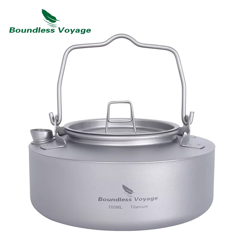 Bouilloire de Camping en titane Voyage sans limites, théière Portable avec poignée pliante, ustensil