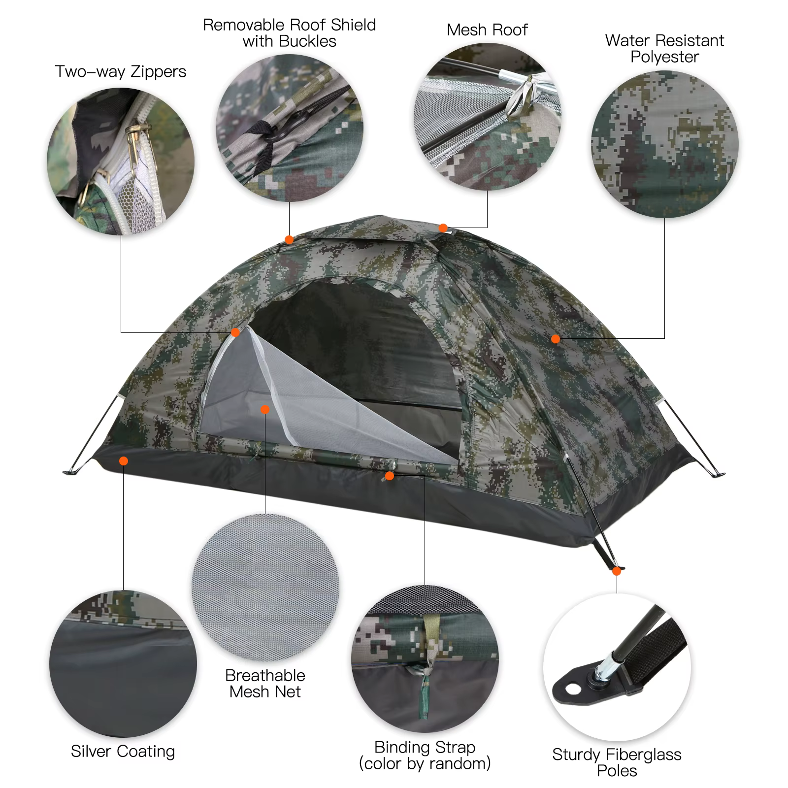 Tomshoo – tente de Camping ultralégère pour 1/2 personnes, monocouche, Portable, randonnée, revêteme