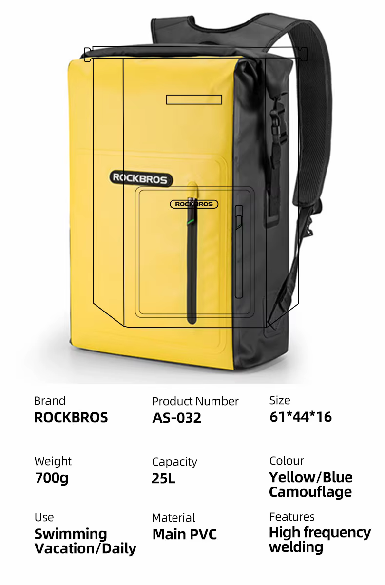ROCKBROS-Sac de plage étanche pour homme et femme, sacoche de vélo, de natation, en PVC, de voyage, 