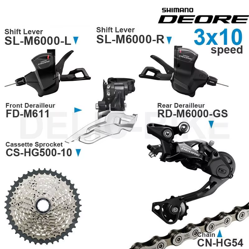 Groupe Shimano Deore M6000 3x10 vitesses avec SL-M6000 FD-M6000 RD-M6000 CS-HG500-10 CN-HG54 3x10 vi