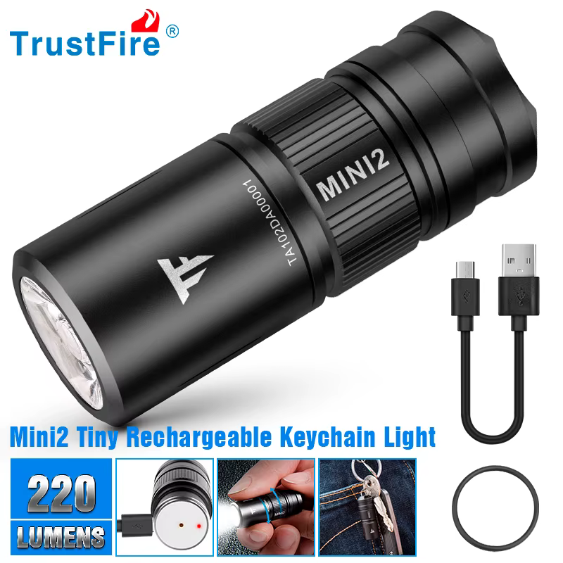 Trustfire Mini2 Mini lampe de poche LED rechargeable 220 Lumen EDC porte-clés USB Mini torche 2 Mode