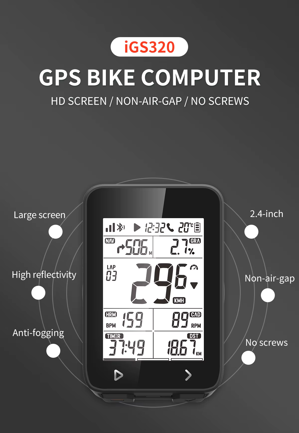 IGPSPORT – compteur de vélo sans fil IGS320, IPX7, Bluetooth 5.0 ANT + GPS, 72H d'autonomie de la ba