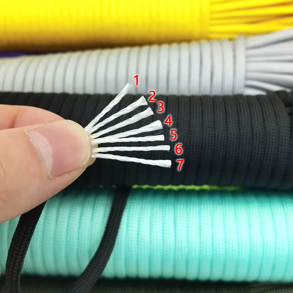 Paracorde à 7 noyaux de support, 4 tailles Dia.4mm, pour survie, Parachute, lanière, Camping, escala