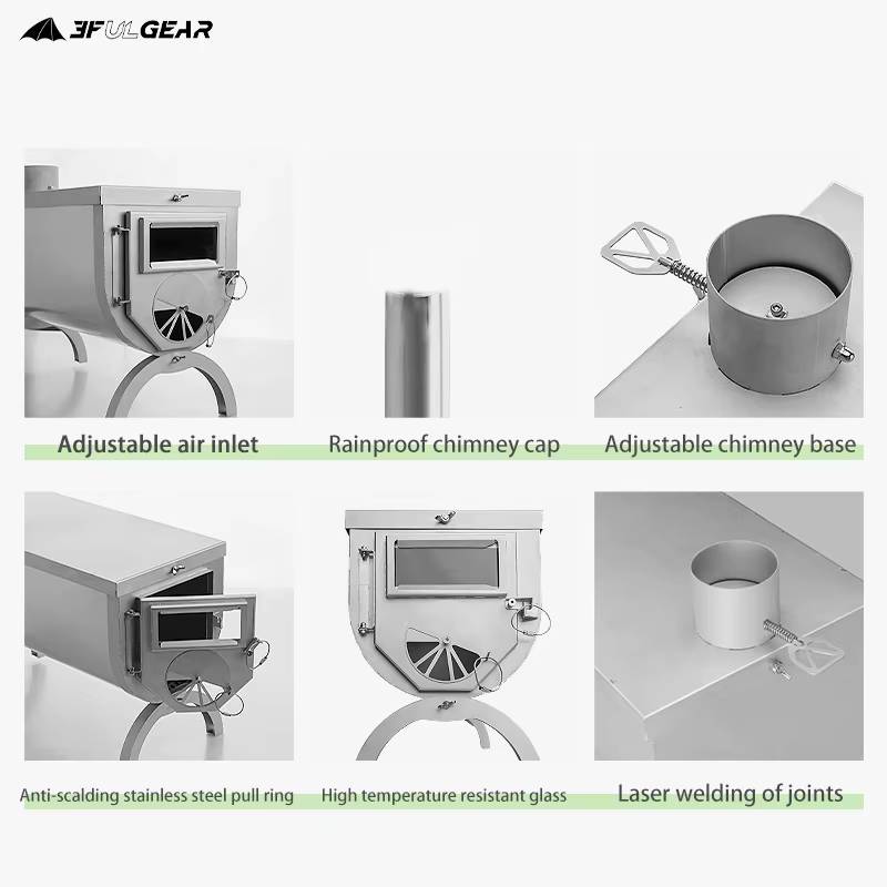 3F UL GEAR – poêle à bois ultraléger en alliage de titane et acier inoxydable 304, polyvalent, Campi