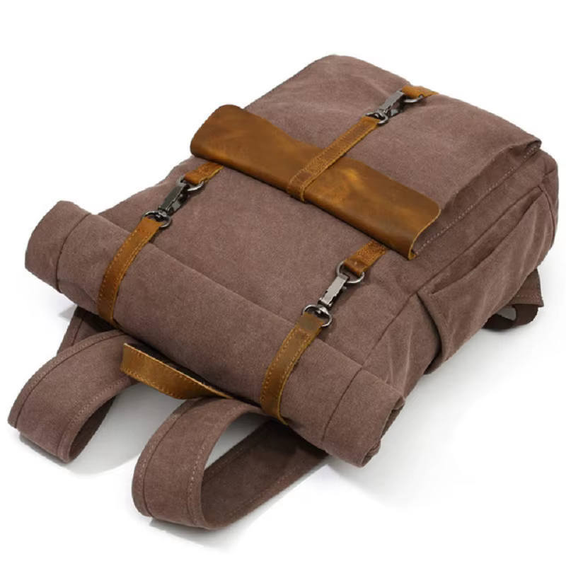 Vintage toile cuir sacs à dos voyage sac à dos pour ordinateur portable sacs d'école pour adolescent