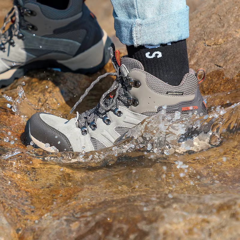 HUMTTO – baskets de randonnée en cuir pour hommes, chaussures de Sport d'extérieur, bottes tactiques