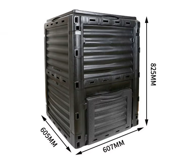 Poubelle à Compost de 300l, boîte à compost pour jardin et cour, feuilles, engrais organique, réserv