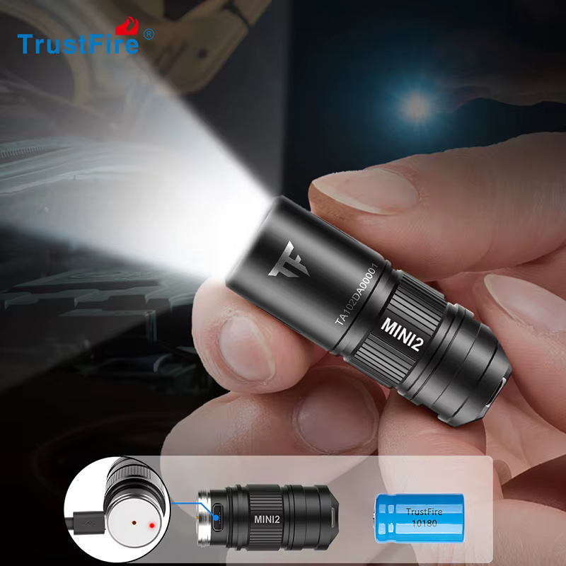 Trustfire Mini2 Mini lampe de poche LED Rechargeable porte-clés alimenté par Usb 250 Lumens lampe de