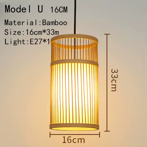 Lampe Suspendue Créative en Bois de Bambou et Rotin, Luminaire de Salon Simple