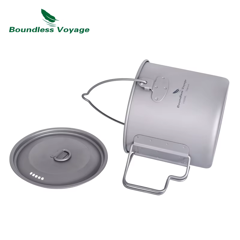 Boundless Voyage-Tasse de camping en titane ultralégère avec couvercle, poignée pliante, tasse de pi