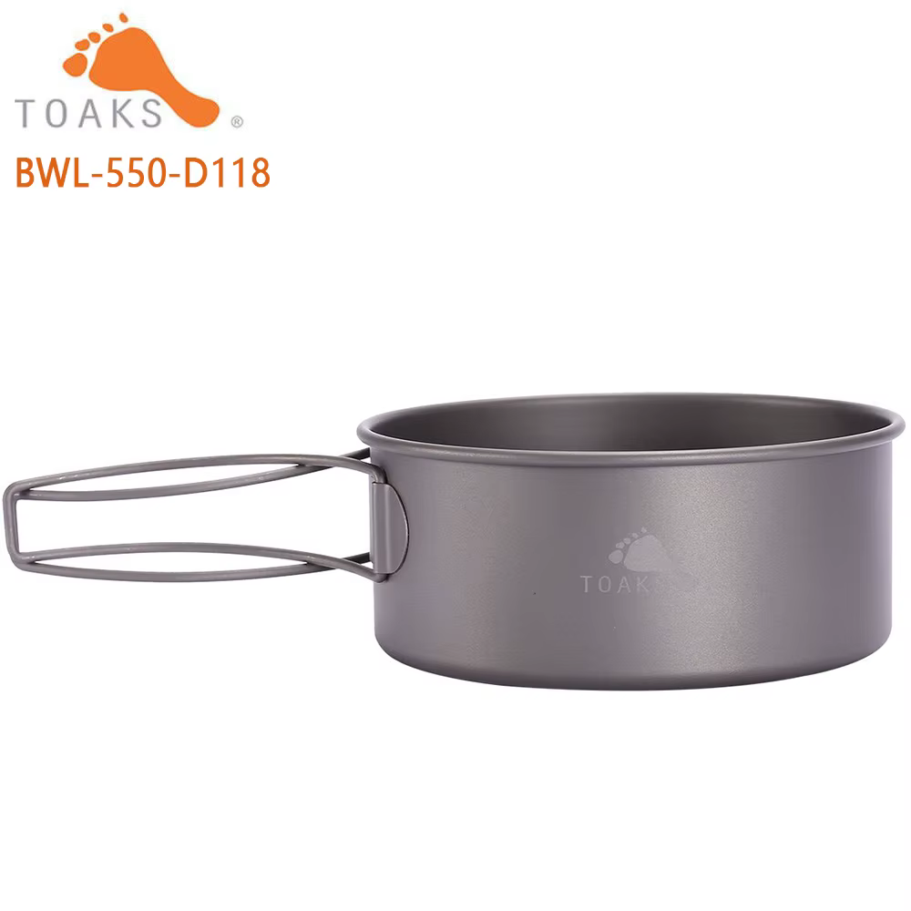 TOAKS – bol de Camping en titane avec poignée pliante, vaisselle légère et Portable de 550ml