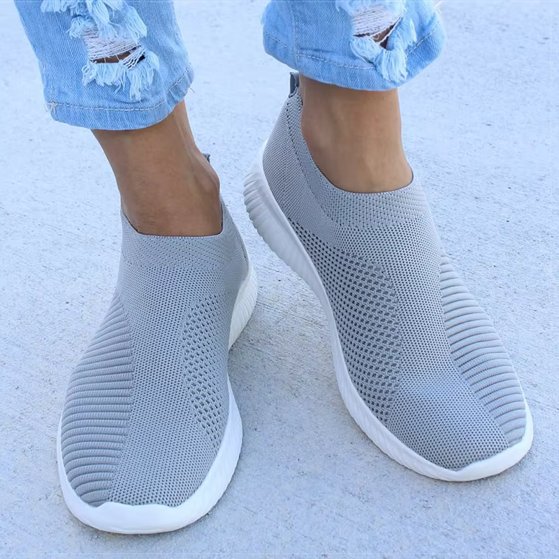 Baskets Blanches Légères à Enfiler pour Femme, Chaussures Plates Décontractées, Été Automne