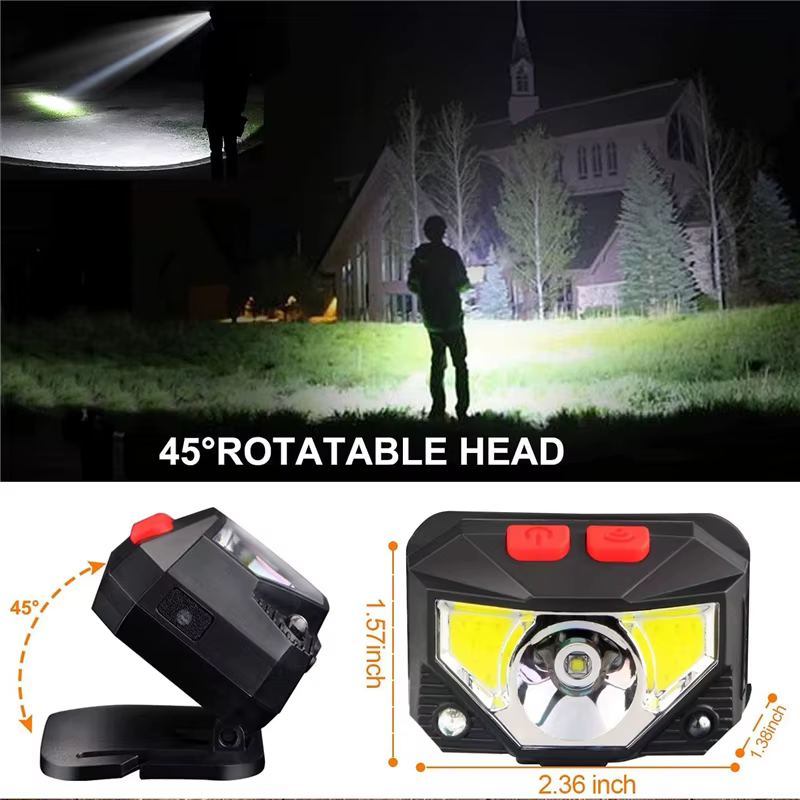 Lot de 2 lampes frontales LED étanches avec capteur de lumière, rechargeables par USB, idéal pour le
