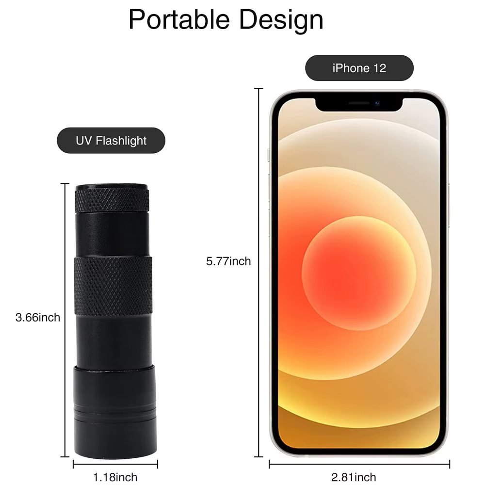 Lampes de poche UV portables étanches à lumière noire, 12 Led, 395nm, Mini détecteur de torche pour