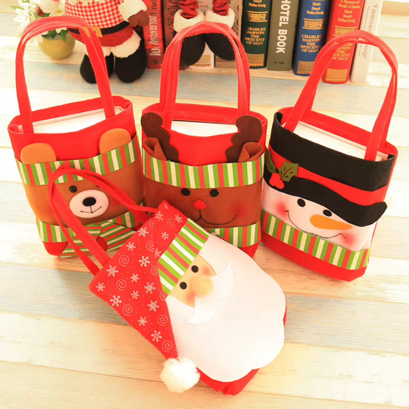 Sac à bonbons pour bouteille de vin, 1 pièce, cadeau de joyeux noël, bonhomme de neige, décoration p