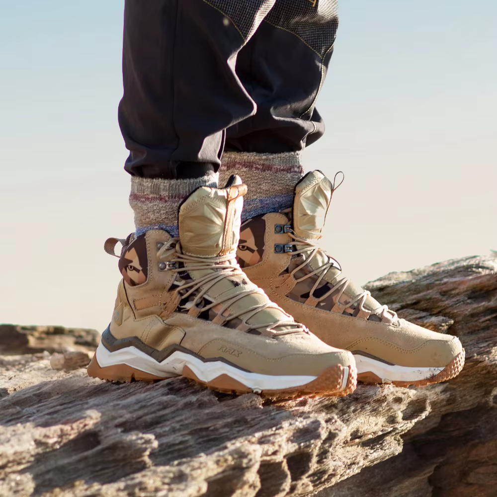 RAX hommes chaussures de randonnée mi-haut imperméable en plein air Sneaker hommes en cuir Trekking 