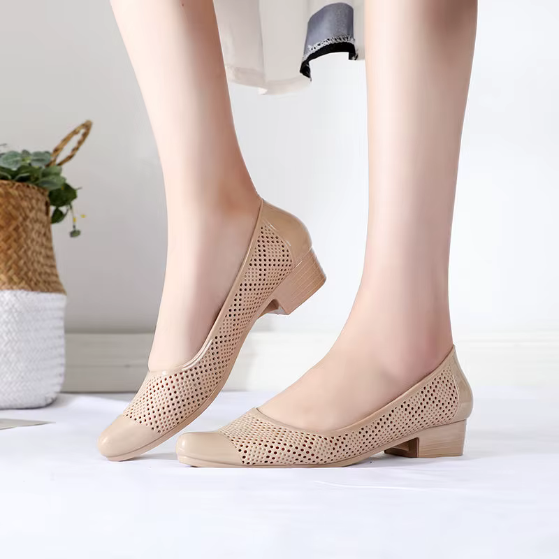 FHC – chaussures de gelée décontractées d'été, sandales à semelles compensées, talons mi-hauts en ca