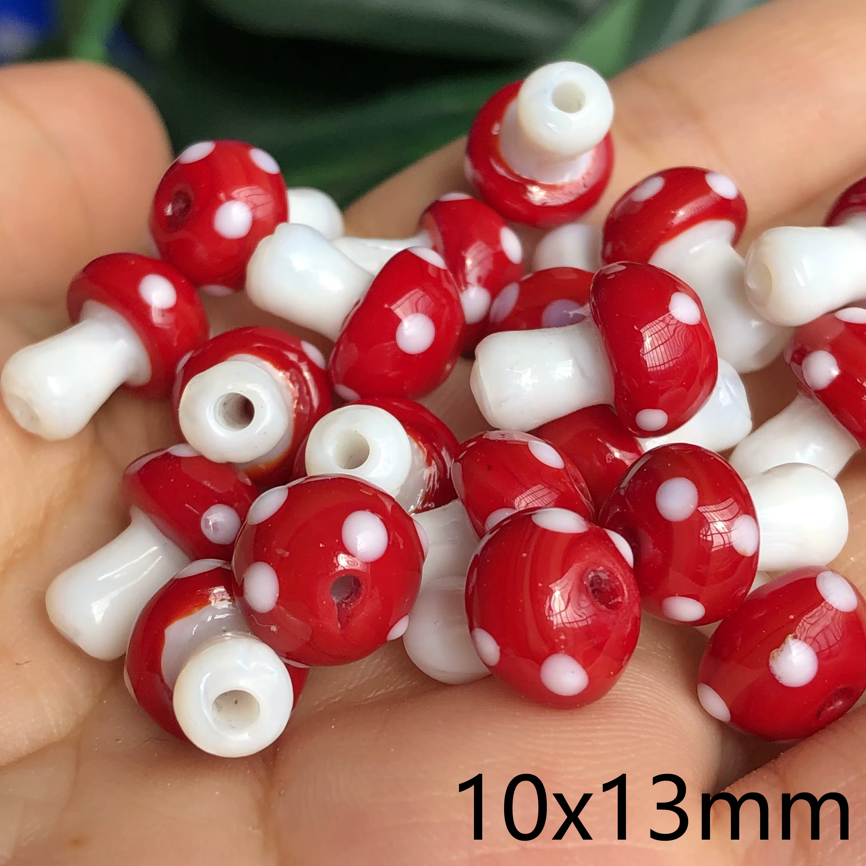 Perles en verre de lampe champignon rouge, en vrac, pour bricolage, artisanat, fabrication de bijoux