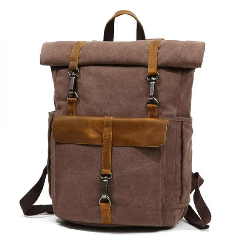 Vintage toile cuir sacs à dos voyage sac à dos pour ordinateur portable sacs d'école pour adolescent