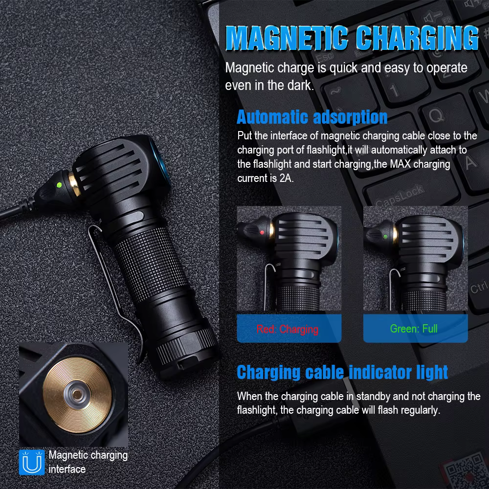 Trustfire Mc18 lampe frontale Led xp-lhi 18650 magnétique 2a Usb lampe frontale Rechargeable 1200lm 