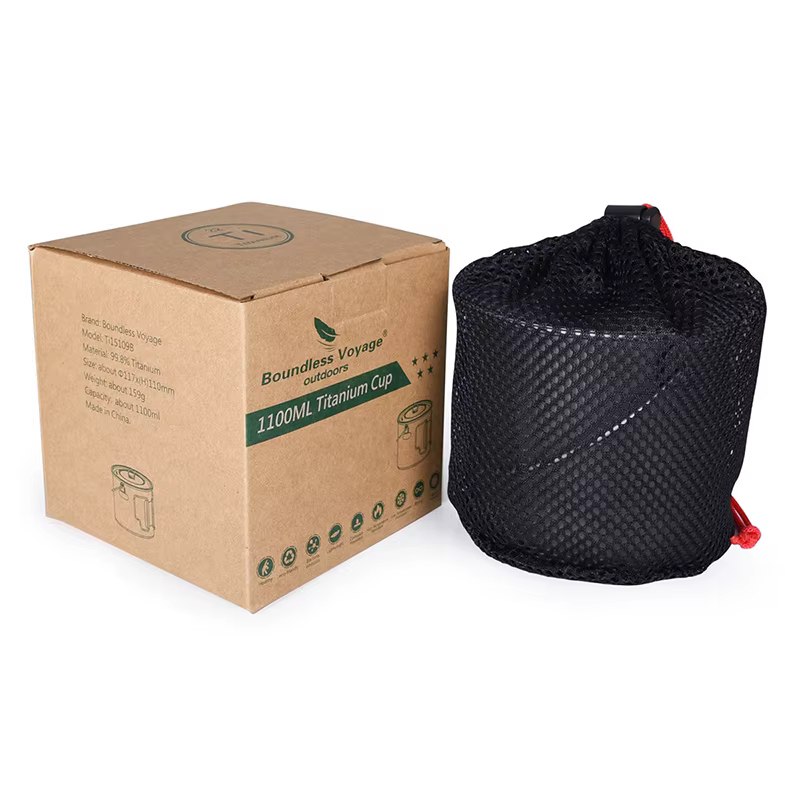 Boundless Voyage-Tasse de camping en titane ultralégère avec couvercle, poignée pliante, tasse de pi